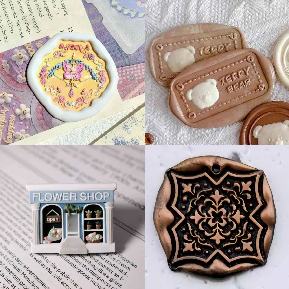 

2024 New Fire Seal Seal Head Diy Tulip Border Cute Special-Shaped Relief Tile Copperhead Invitation Envelope Sealing Stamp Toy