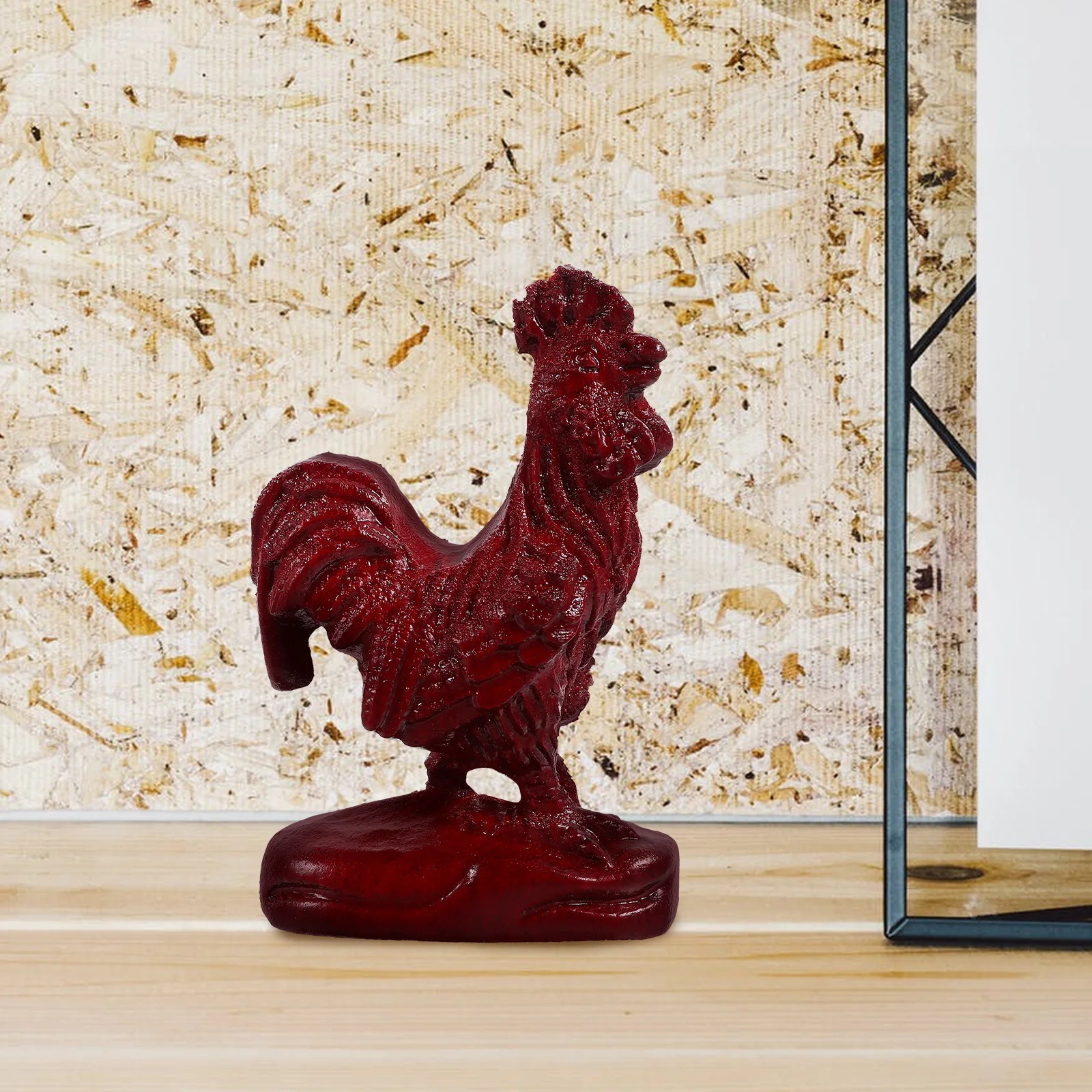 

Red Sandalwood Wood Carving Rooster Statue Handmade Decorative Animal Figure Lightweight Desktop Ornament for Home Office Living