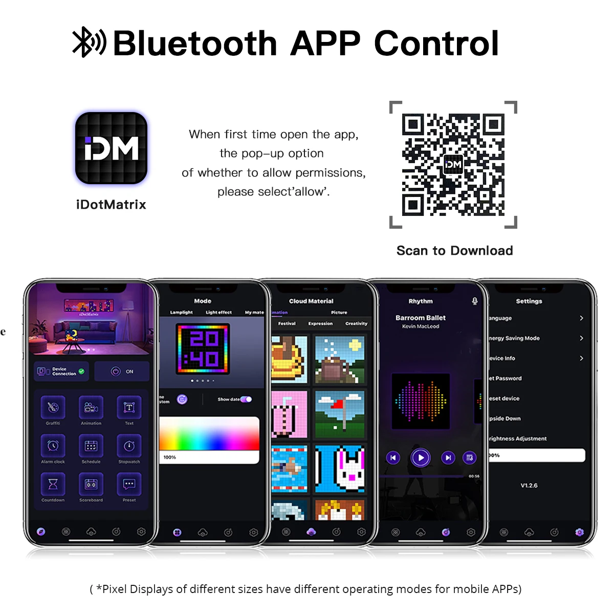 USB Powered Bluetooth Control LED Panel Light Text Pattern Animation Programmable Display Desk Decor Smart LED Pixel Screen Lamp