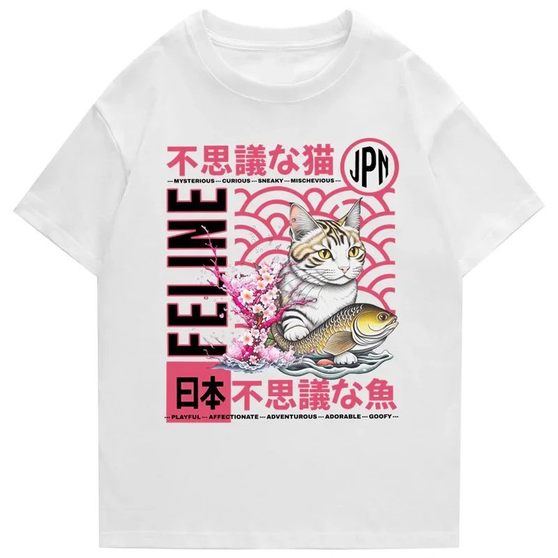 Funny TOKYO Retro Cat T Shirt Men Streetwear 2025 Harajuku T-Shirt Cotton Aesthetic Graphic Tshirt Unisex Casual Women Tops Tees