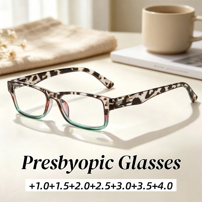New Stylish Trendy Square Small Frame Presbyopia Glasses Outdoor High-Definition Ultralight Blue Light Blocking Reading Eyewear