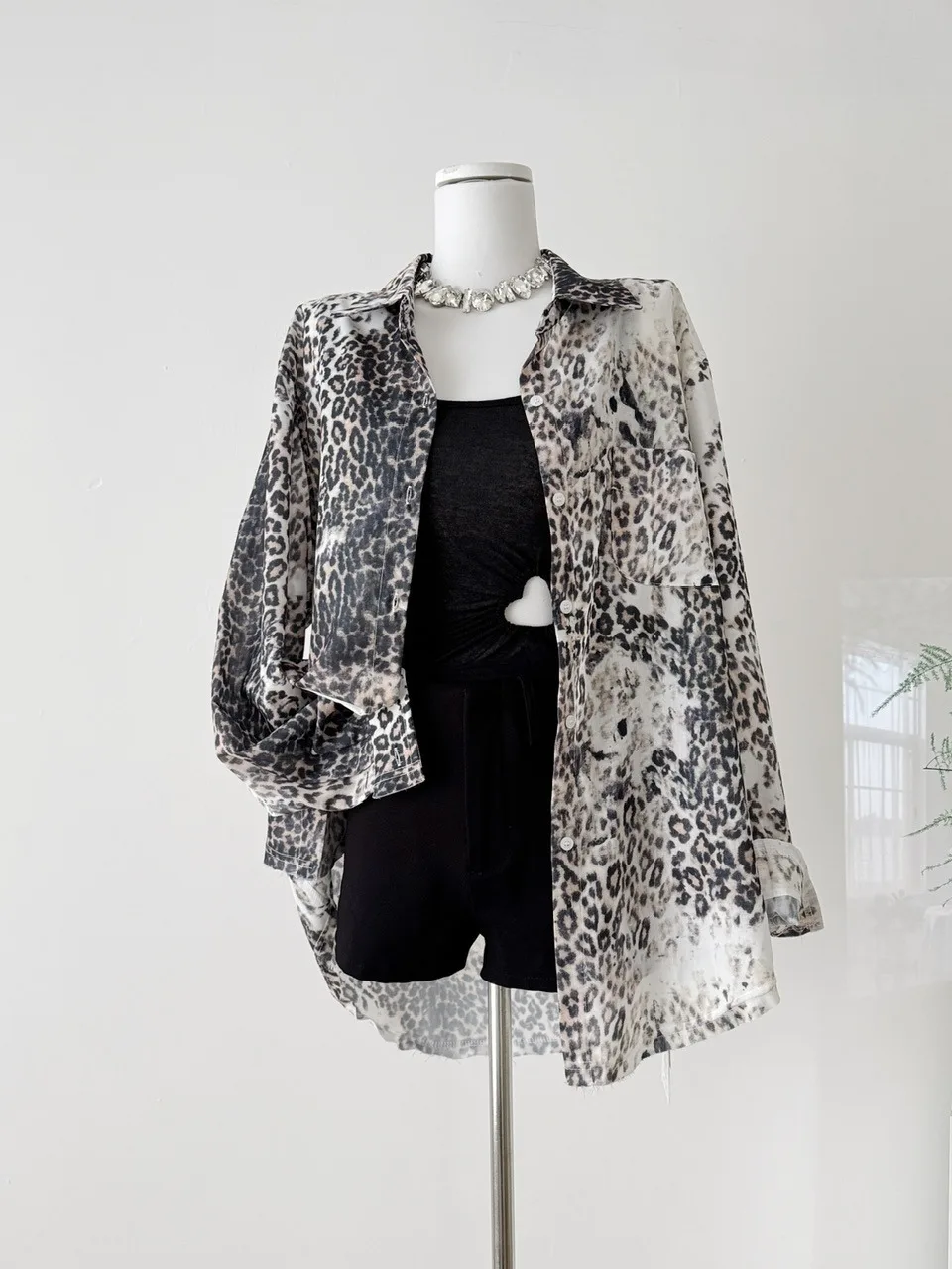 Csa Hoada de Manga Larga con Estampado de Leopardo para Mujer, Estilo Casual de Otoño, Csa de Tela de Poliéster Resis...