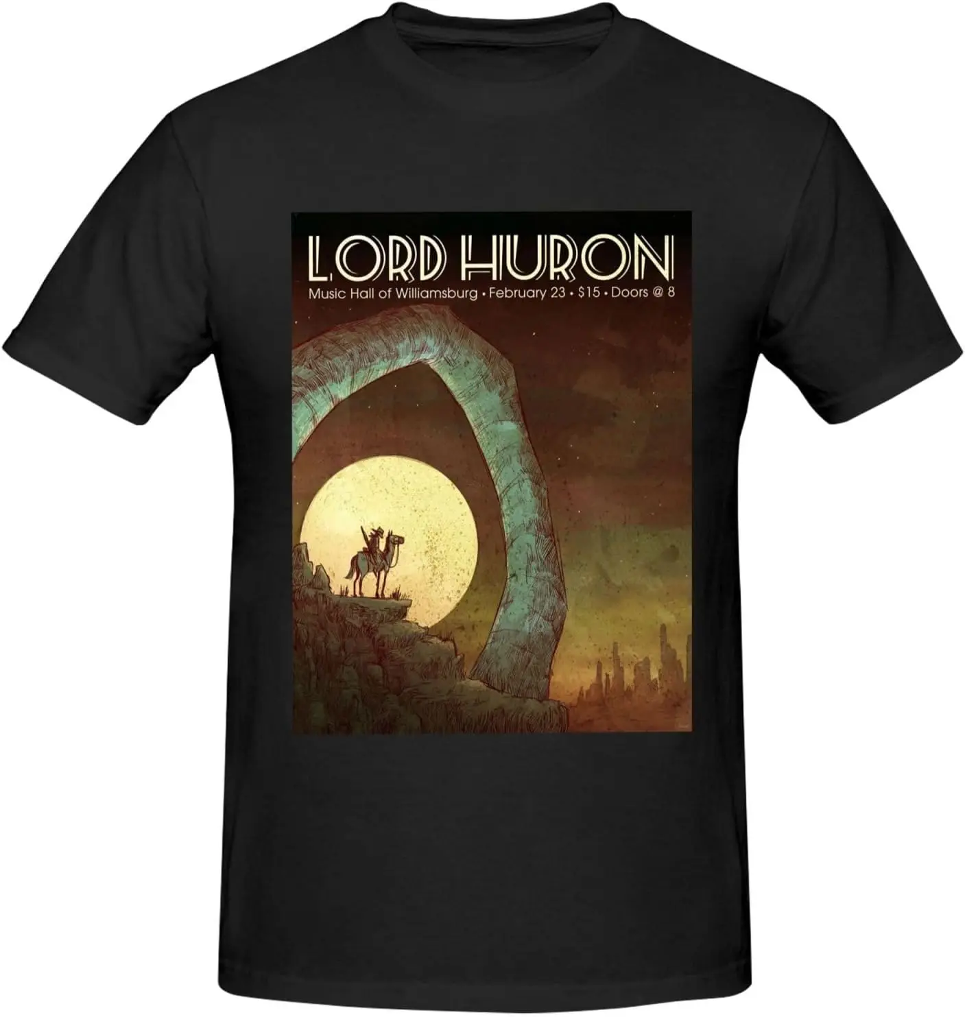 Lord Music Huron Shirt for Man Soft Short Sleeve Crew Neck Cotton Tshirts Personalized Graphic Tees Tops Black