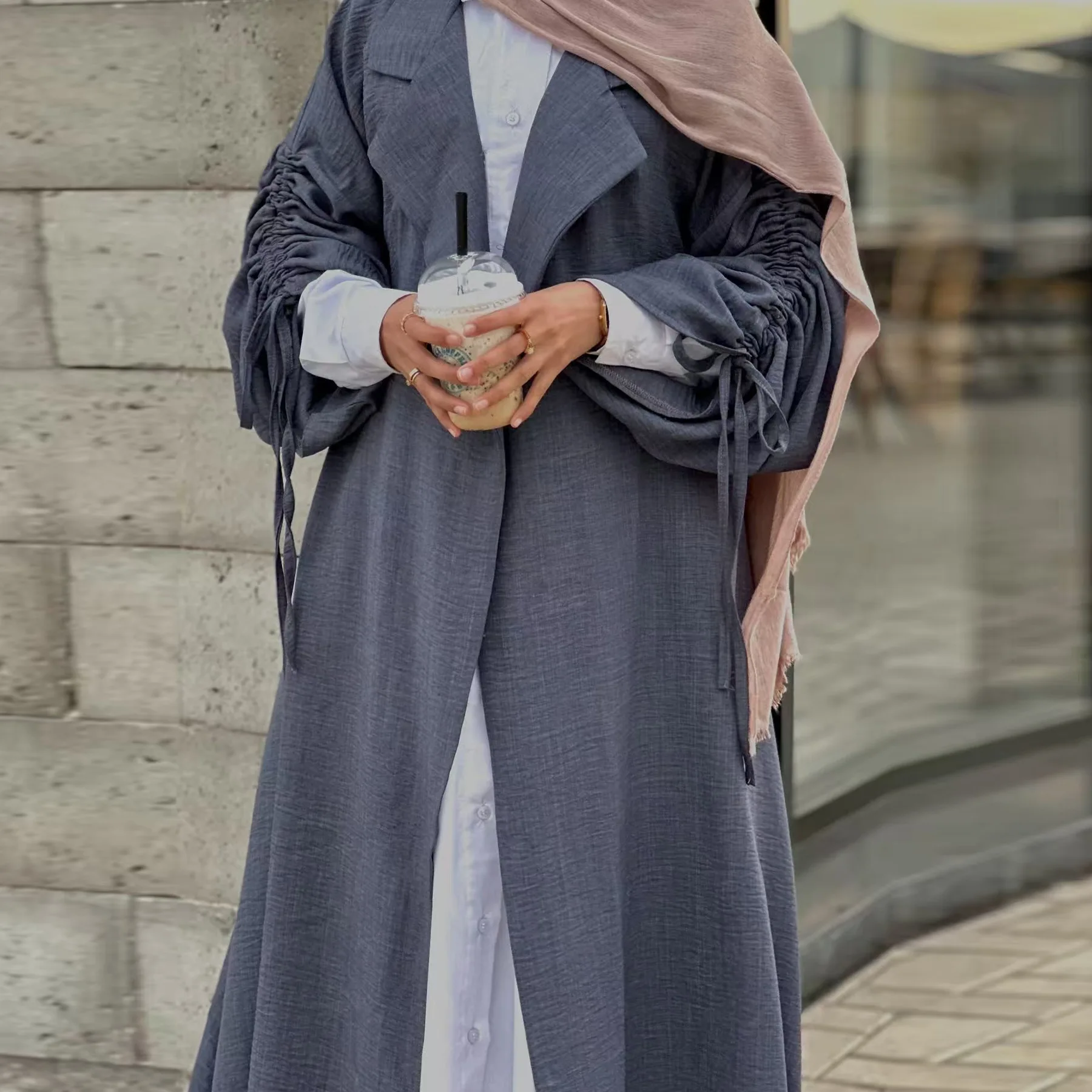 

Wholesale Modest Ethnic Islamic Clothing Women Fashion Muslim Open Abaya Dress Turkey Open Muslim Luxury Dubai Vrouwen Winter