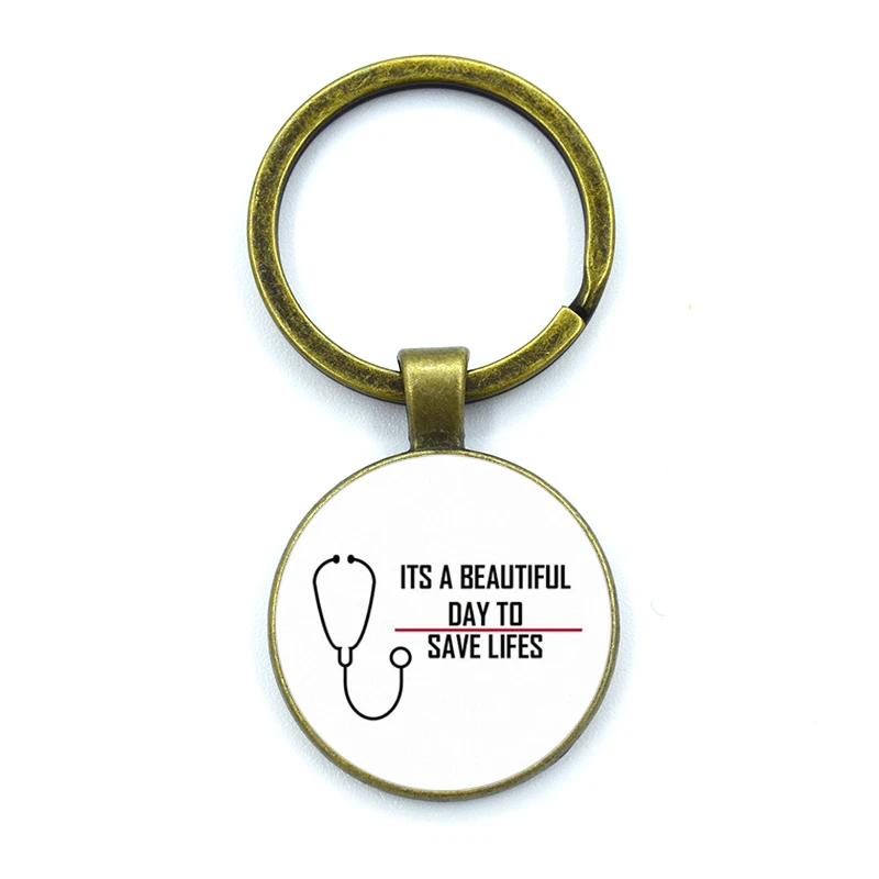 Gray Anatomy Keyring TV Doctor Nurse Figure Poster Glass Dome Cabochon Key Chains Women Friends Gift Keychain