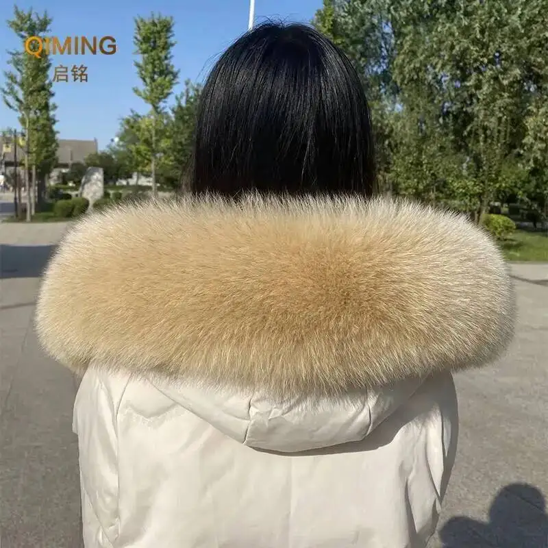 100% Real Fox Fur Collar Winter Hood Trims Fur Decor Shawl Coat Parkaks Neck Warmer Women Warm Furry Fur Scarf Luxury Scarves
