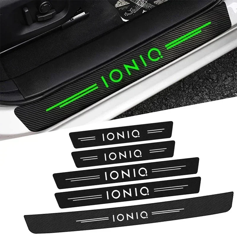 Luminous Car Door Sill Protector Rear Trunk Bumper Threshold Stickers for Hyundai IONIQ Logo Sonata Santa Fe Tucson Veloster