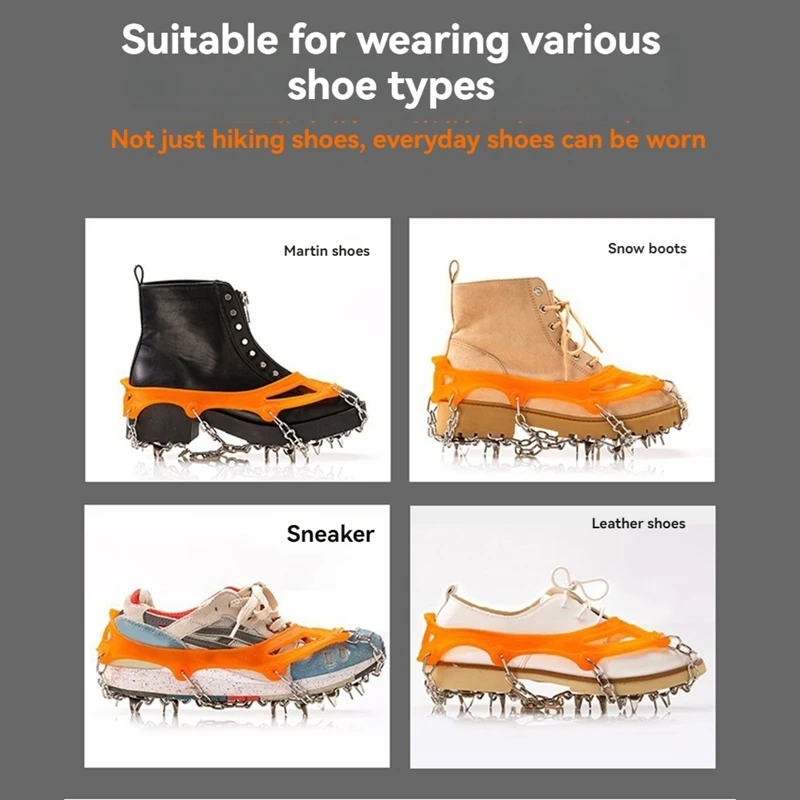 Crampons กลางแจ้ง 8 ฟันสแตนเลสหิมะลื่น Mountaineering Snow Claw รองเท้ากลางแจ้งอุปกรณ์