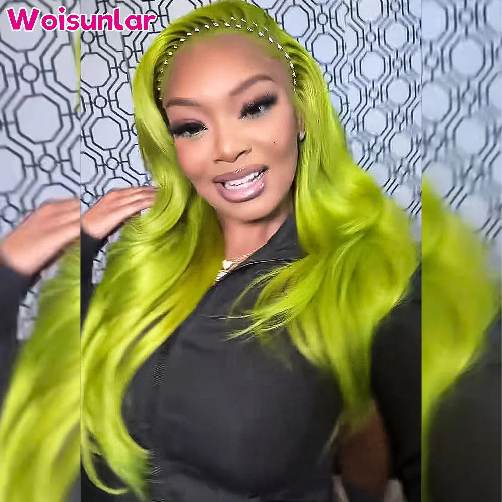 

34 inches Dark Green color Lace Frontal Wigs human hair 13x4 13x6 Transparent Lace Body wave 200% Black women Human Hair wigs%