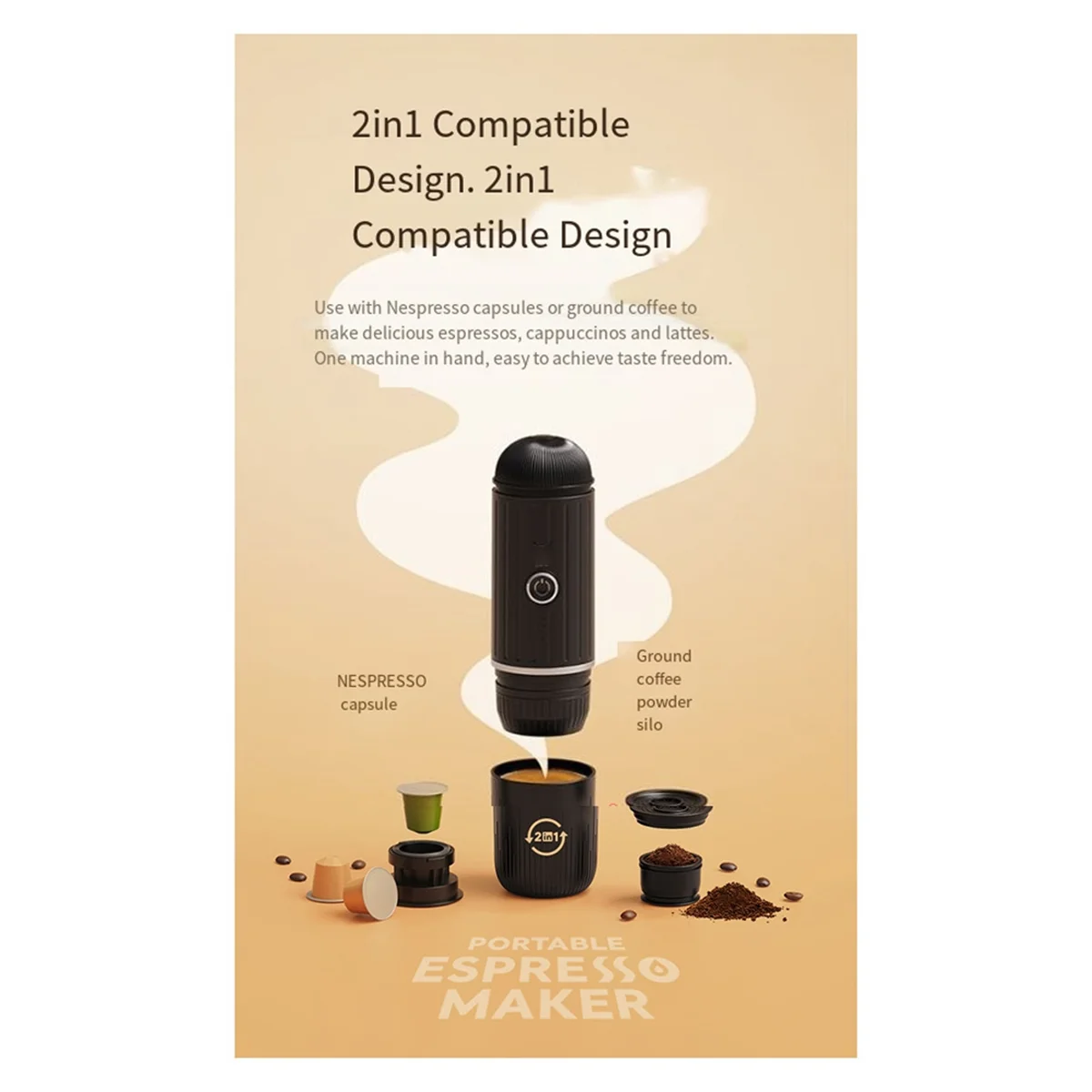 

Portable coffee machine New Mini Capsule Coffee Powder Dual-Purpose Portable Electric Semi-Automatic Car