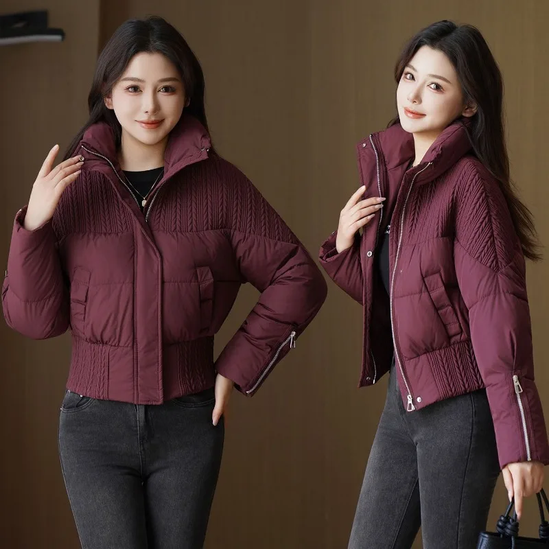 سترة قطن نمط قصير شتاء جديد 2025 سترة قطن دافئة عصرية بلون غربي معطف سترة قطن للتنقل #1