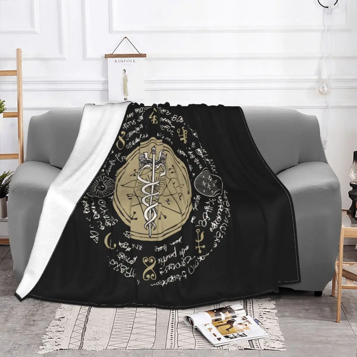 Astrology Runes Blanket Flannel Textile Decor Amulet Mystery Tarot Ultra-Soft Throw Blankets for Sofa Car Bedspread