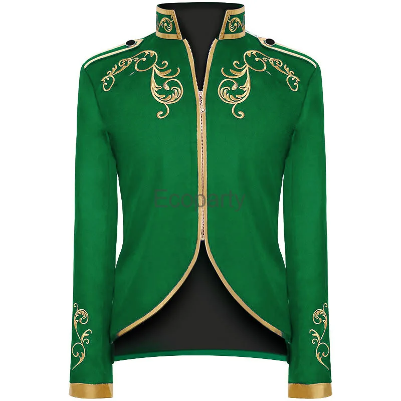 Medieval Victoria King Prince Cosplay Costume Coat Men Halloween Carnival Party Knight Golden Embroidery Stand Collar Top Jacket