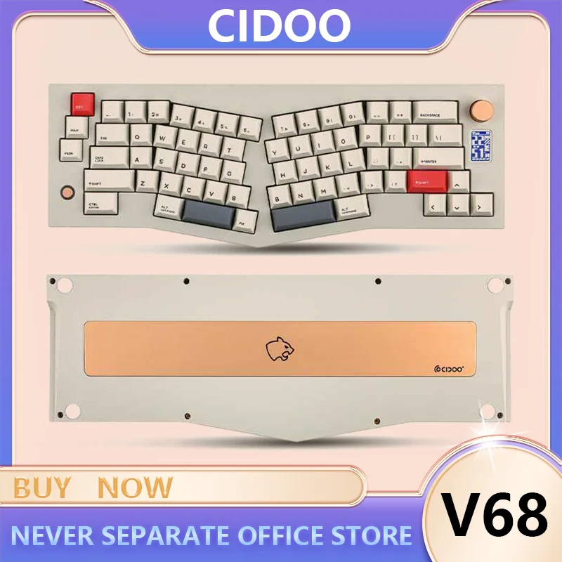 

Механическая клавиатура Cidoo V68 с Bluetooth, трехрежимная прокладка, клавиатура из алюминиевого сплава, эргономичный аксессуар для компьютера, подарки