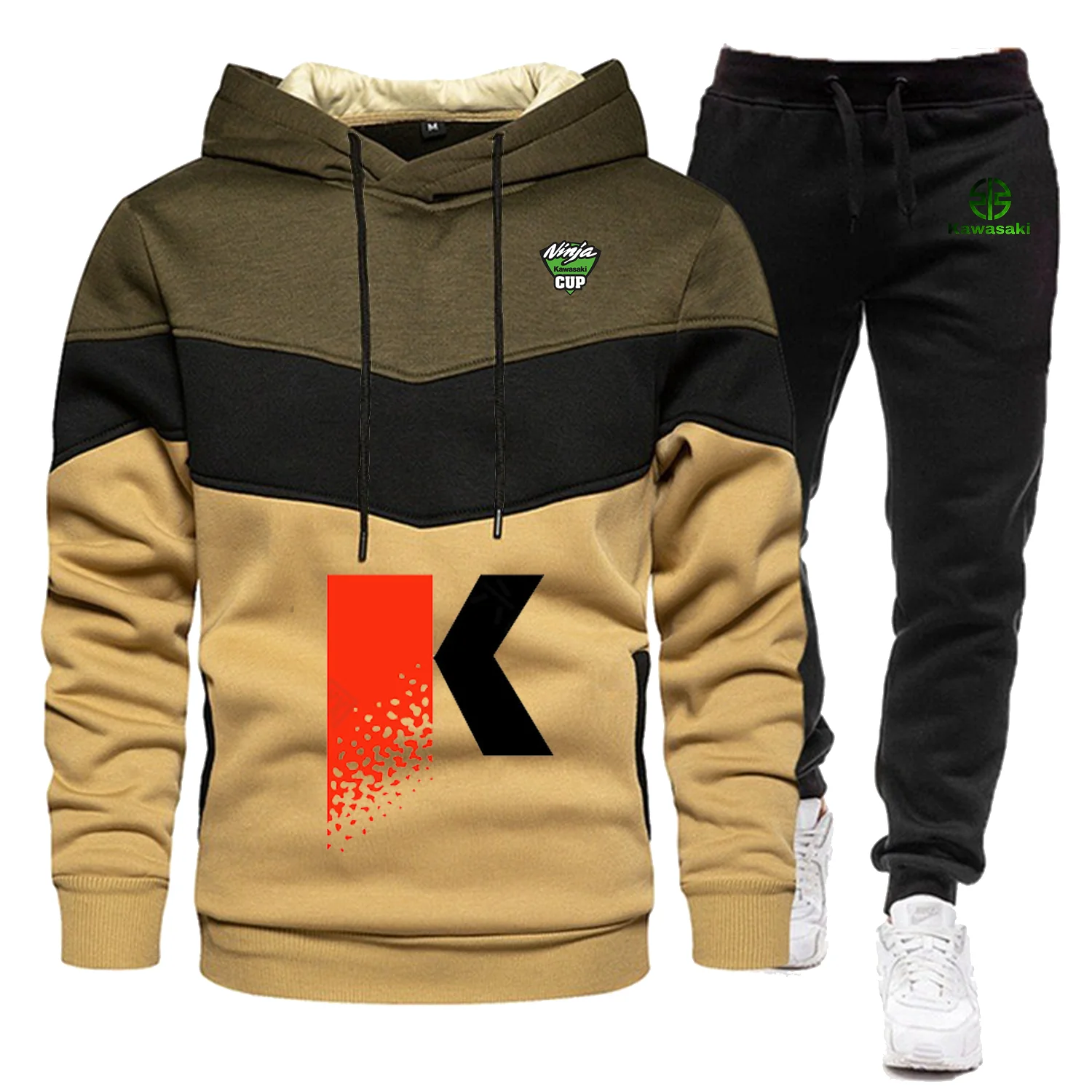 Kawasaki-Conjunto de dos piezas para hombre, ropa deportiva de entrenamiento Unisex, sudadera de aventura, traje de carreras, pantalones, trajes, uniforme de motocicleta