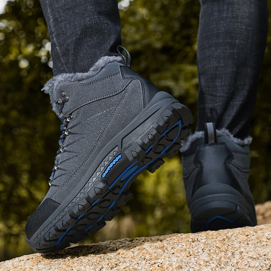 Herren-Schneestiefel, Winterschuhe, Schnürschuhe, warmhaltend, rutschfest, zum Gehen, Klettern, Wandern, Plateausohle, Outdoor-Herren-Knöchelstiefel. – Detail 17