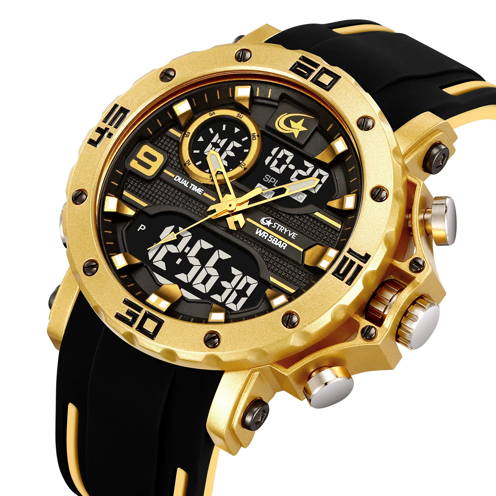 Fashion STRYVE 8032 Men's Watch High Quality Digital-Analog Movement Sports Watch for Men Hot Sell 5ATM Waterproof Wristwatch