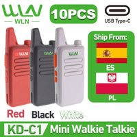 10PCS WLN KD-C1  Mini Walkie Talkie UHF 400-470 Mhz 16 Channel Type-C Charging KD-C1T Mini Handy Portable Radio