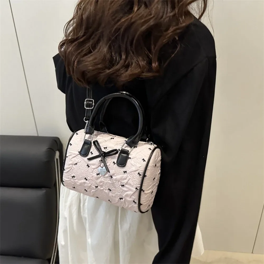 

Elegant Korean Bow Pillow Bag Versatile PU Leather Bow Crossbody Bag Small Sweet Women's Handbags Girls