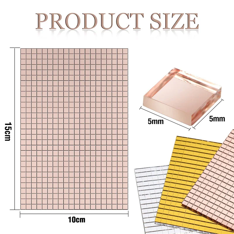 10x15cm Mirror Wall Sticker Self-adhesive Mini Square Mosaic Tiles Stickers For Home Bathroom Wall Wedding Bar Home Decoration