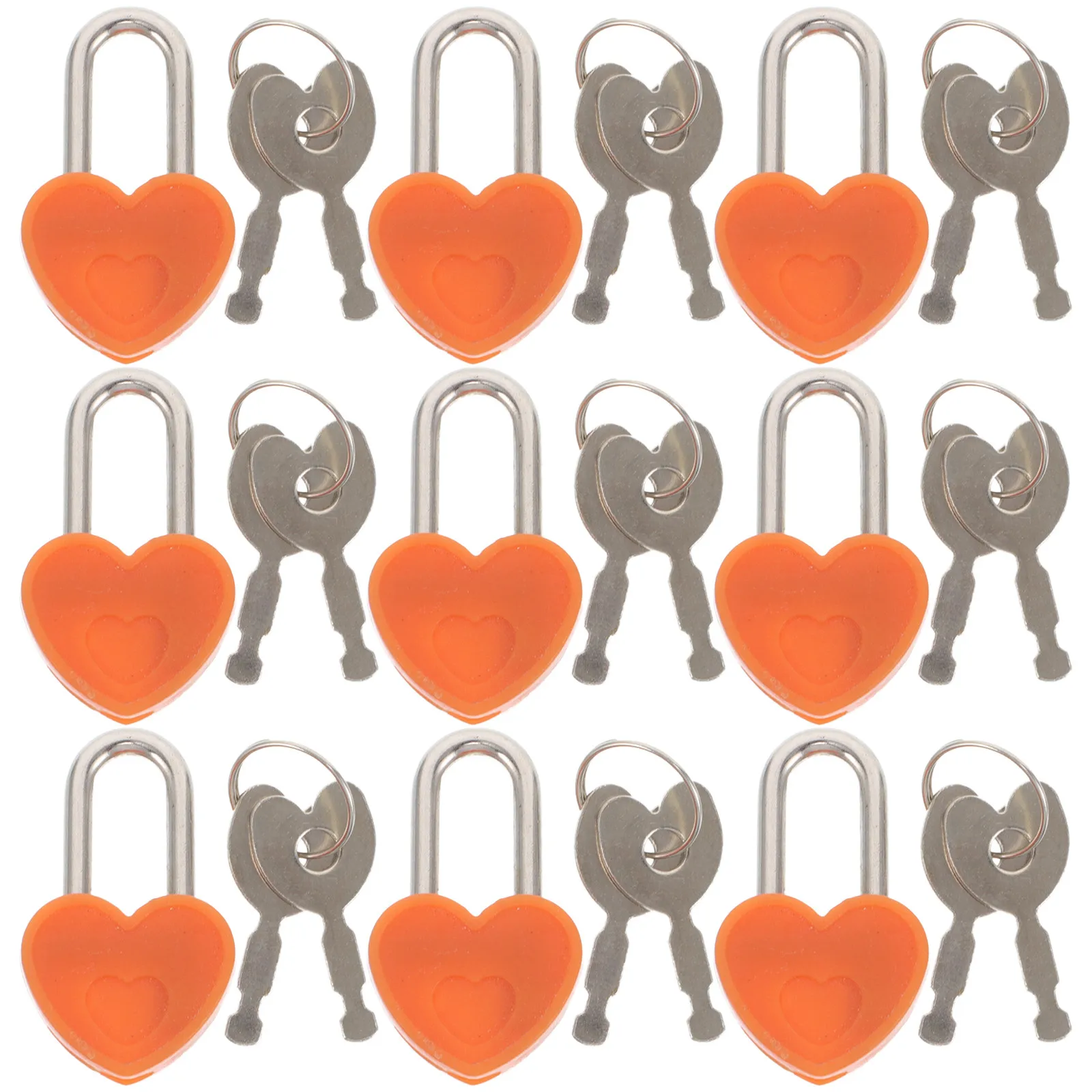 10 Sets Heart Shaped Padlock for Storage Mini with Key Love Cute Diary Chest