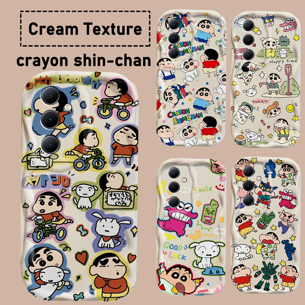 Cartoon Crayons Shin-chans 3D Wave Phone Case For Samsung Galaxy S24 S23 S21 S20 FE Plus Ultra 4G 5G Soft Silicone Back Cover