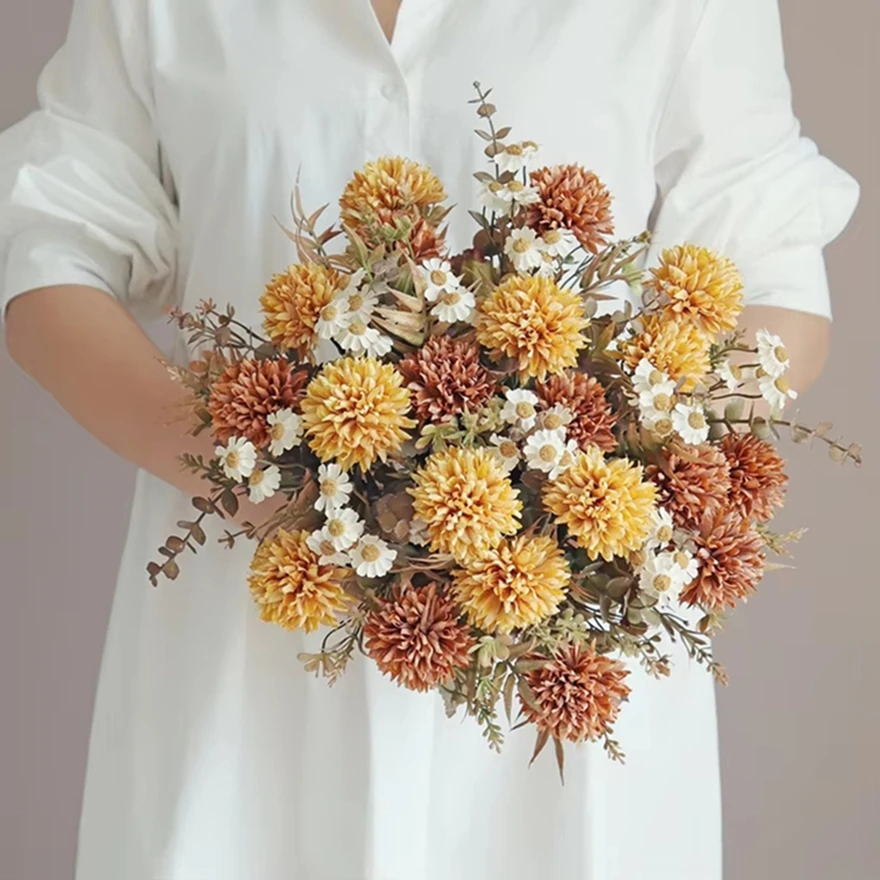 

Silk Chrysanthemum Artificial Flowers Diy Wedding Home Christmas Room Decor Bridal Bouquets Table Vase Atmosphere Building Props