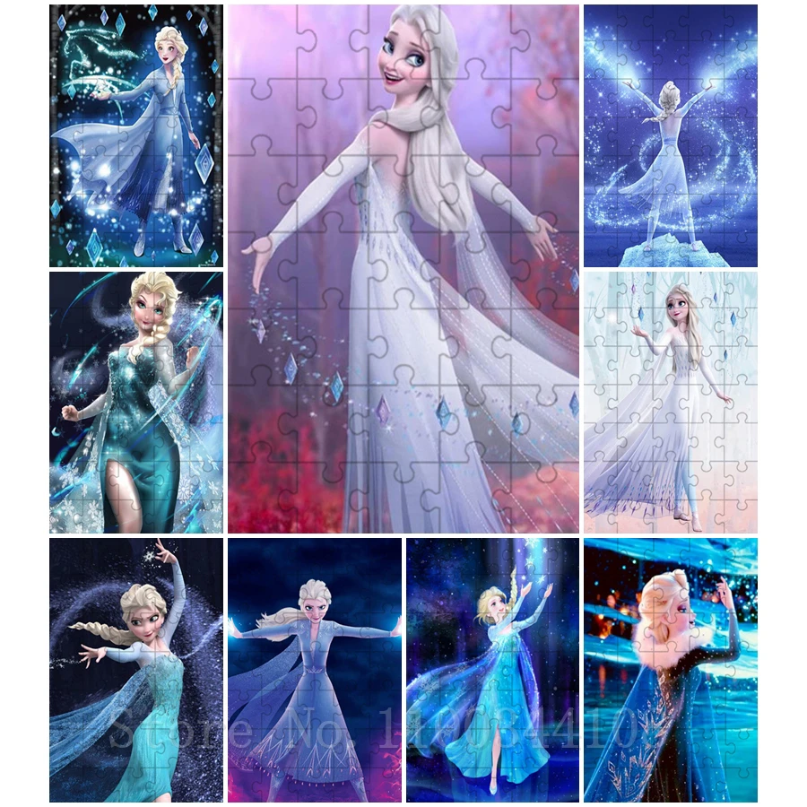 Disney Princess Elsa Wooden Puzzles Frozen Cartoon Movies 35 Pieces Mini Size Jigsaw Puzzle for Children Intelligence Education