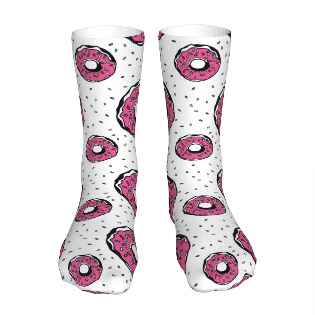 Happy Pink Doughnuts Woman Socks 2022 Men Cute Food Cycling Sock