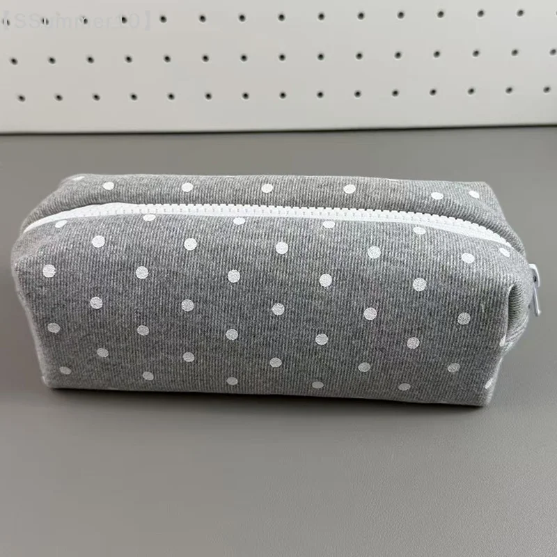 【SSummer10】Polka Dot Large-Capacity Soft Touch Pencil Case-Pen Bag Stationery Pouch Organizer Back to School Supplies【SS】