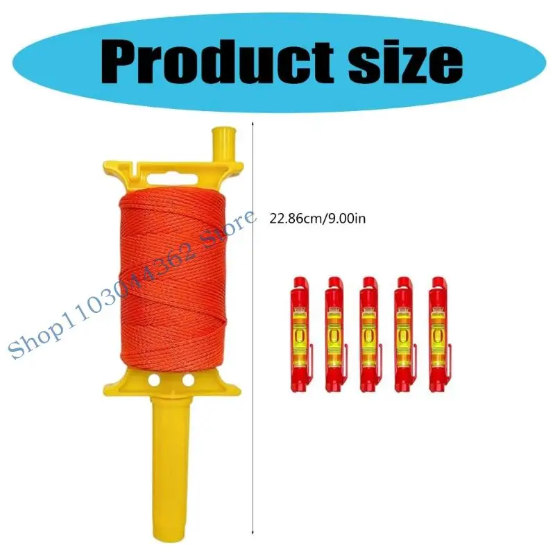 540Ft sterk fluorescerend nylon uitlijnkoord met geïntegreerde waterpassen en eenvoudig intrekhandgreepmechanisme