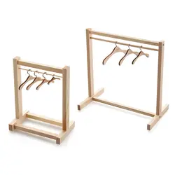 Doll Wooden Clothes Rack Garment Organizer Scarf Holder Rack Hanger for Dolls Handbag Clothes Stuffed Toys DollHouse Accessories