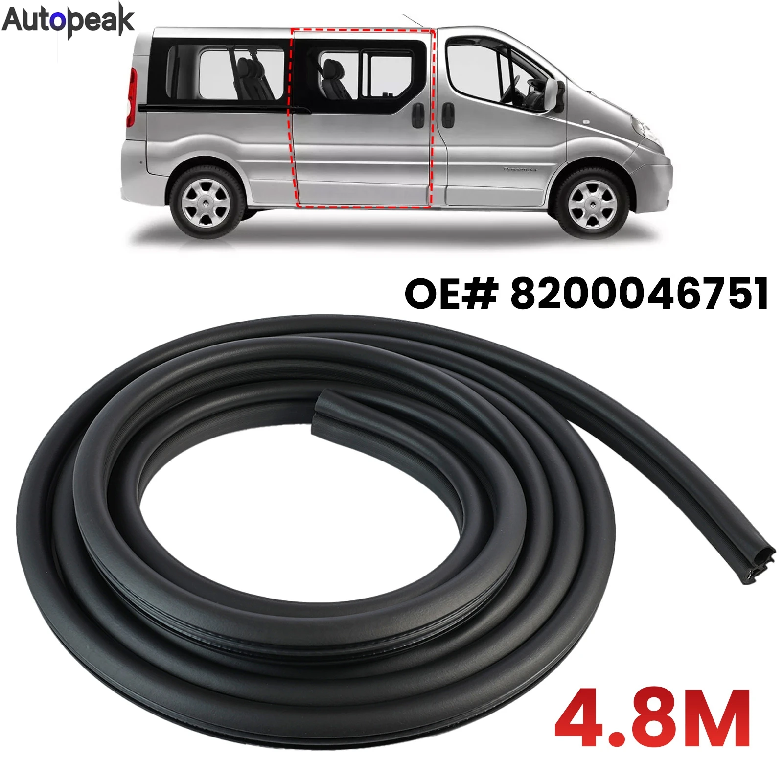 rubber-side-sliding-door-seal-strips-weatherstrip-for- opel vivaro 2001-2014-vauxhall-renault-trafic-nissan-oe-8200046751-48m