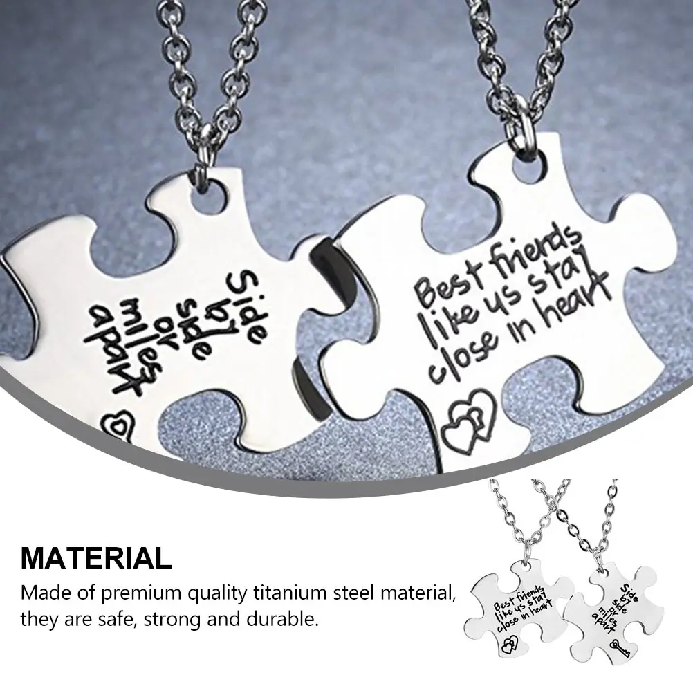 

1Set Eternal Friendship Reminder Best Friend Puzzle Stitching Necklace Lightweight Comfortable Wear Matching Set