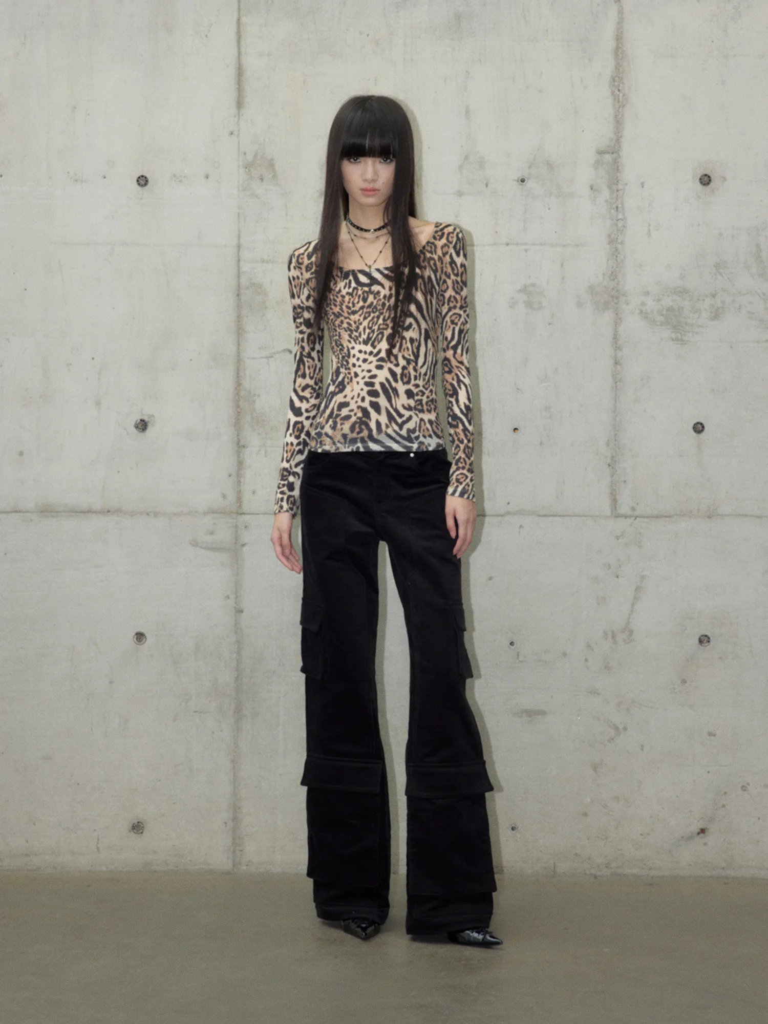 

INSECODEL Women's Slim Fit Long Sve Wool Print Base irt Spring Faion Inner Wear T-irt Street Sle Leopard Pattern