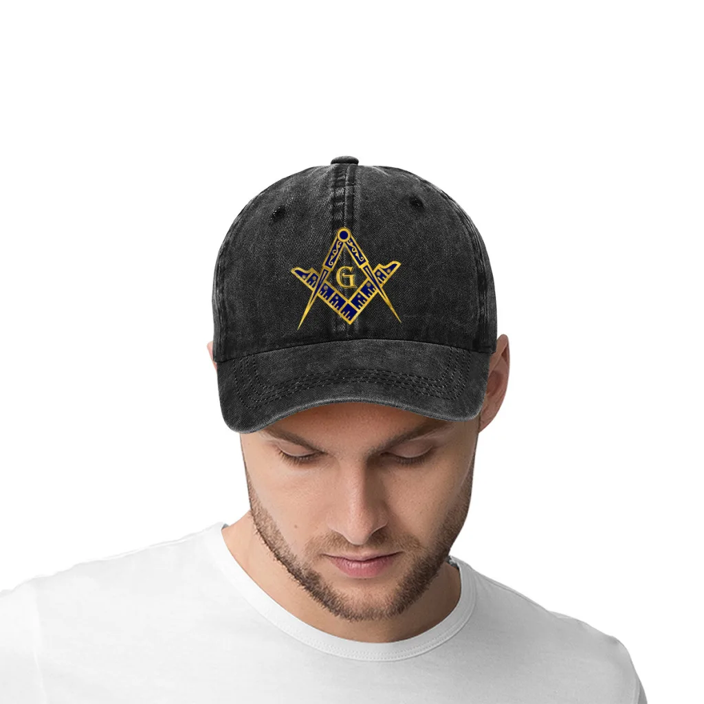 Pure Color Dad Hats Freemasonry Symbol Women\'s Hat Sun Visor Baseball Caps Freemason Gold Square Compass Peaked Cap