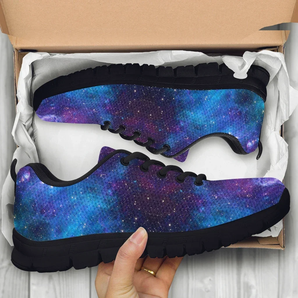 Blue Space Galaxy Mode Frauen schnüren flache Schuh Casual Mesh Sneaker für Damen Komfort leichte Walk Schuhe