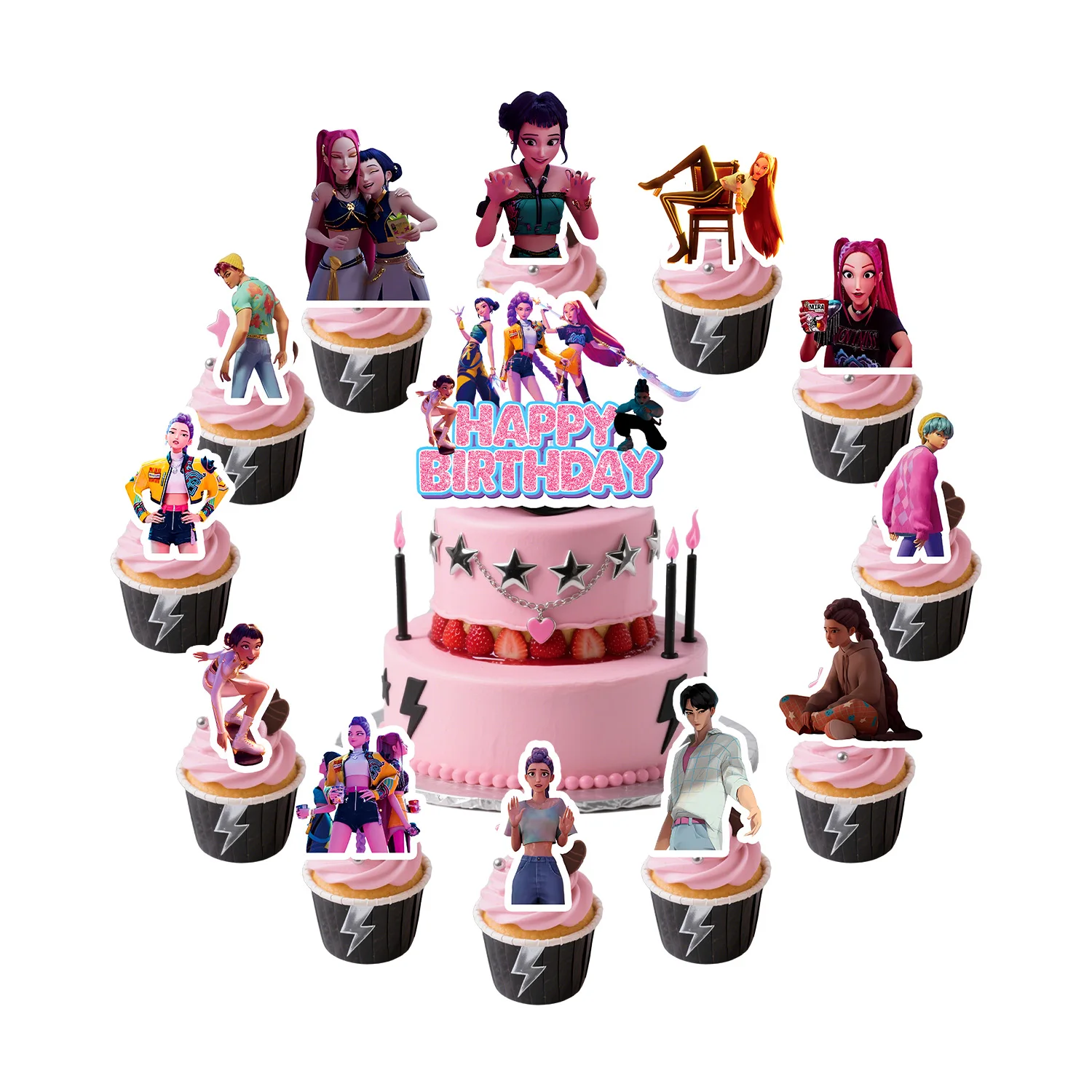 شيطان الصيادين كعكة توبر ساجا بنين كعكة الزينة Kpop موضوع كعكة ديكور بريق عيد ميلاد سعيد القبعات العالية لمستلزمات الحفلات