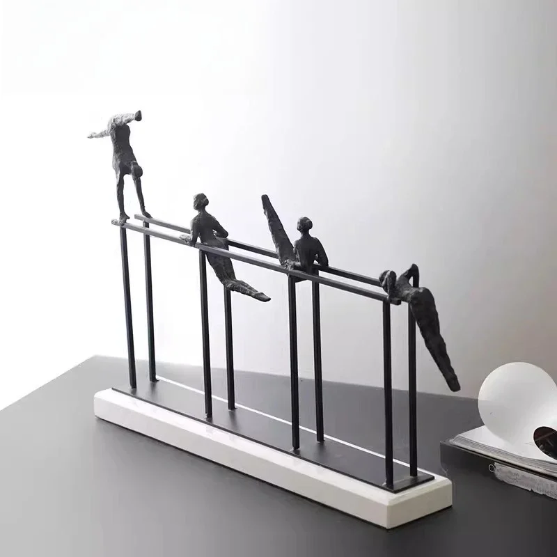 Room ornaments Modern light luxury cast iron character porch Creative new Chinese hotel angler
