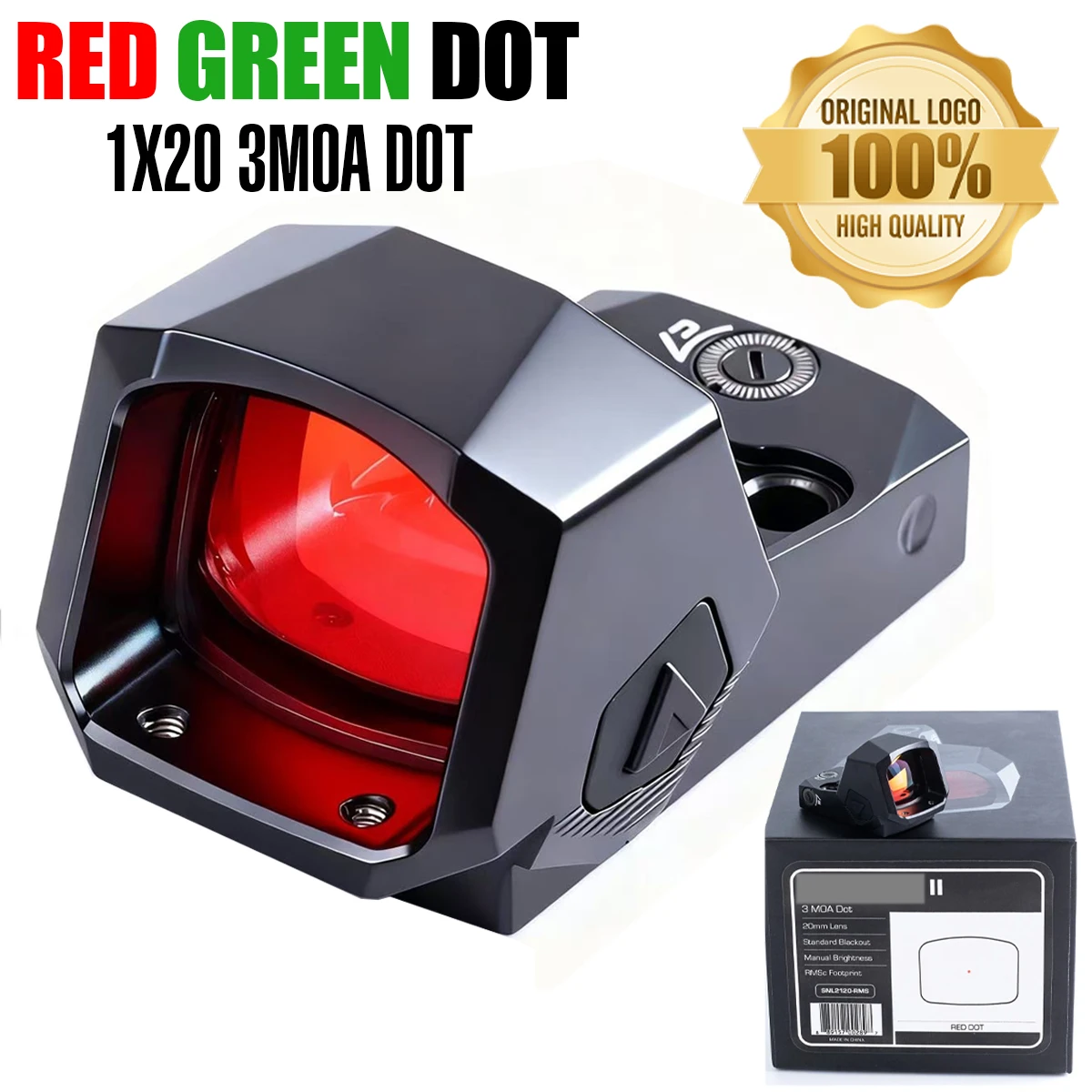 

Original Se***nel II 1x20 Optics 3 MOA Red/Green Dot Sight RMSc Footprints Compact Tactical Sight with Shake Wake for Handguns