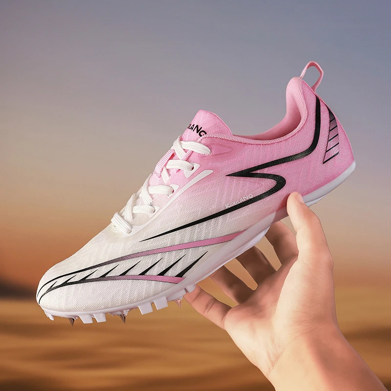 

Men Sprint Shoes Professional Running Athletic Long Jump Light weight Track Spike Soft Field Non Slip Nails Race Racing Match