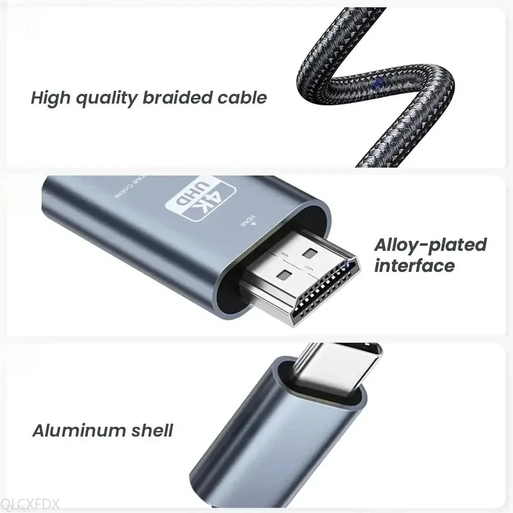 Adaptador USB 3,1 HUB HDTV 4K 30Hz tipo C a HDMI Cable convertidor compatible para iPhone 15 para PC MacBook iPad Samsung portátil