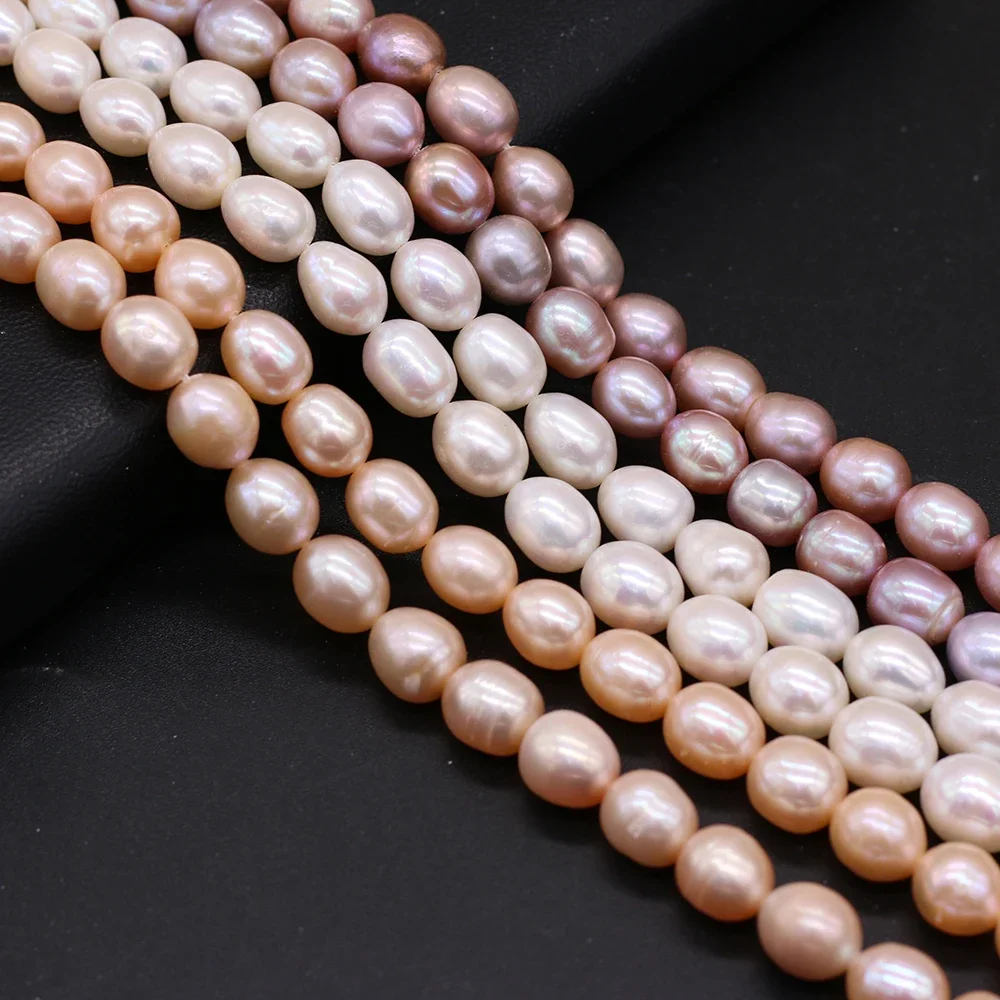 9-10mm Natural Freshwater Pearl Rice Shaped Lady Glamour Pearl Bead Jewelry for Making Necklace Bracelet Exquisite Jewelry Gift