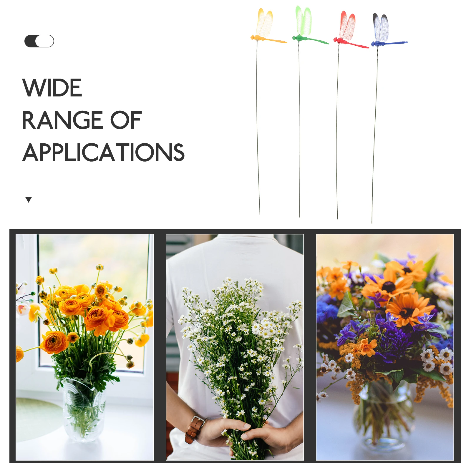 

16 Pcs Outdoor Ornaments Simulated Flower Dragonfly Decorations Garden Decorative Stake Fake Dragonflies Dry Type