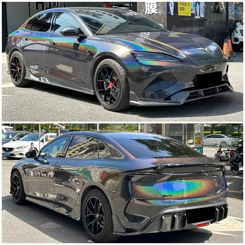 

Глянцевая радужная черная автомобильная виниловая пленка, самоклеящаяся наклейка, наклейка, тюнинговая фольга с выпуска воздуха