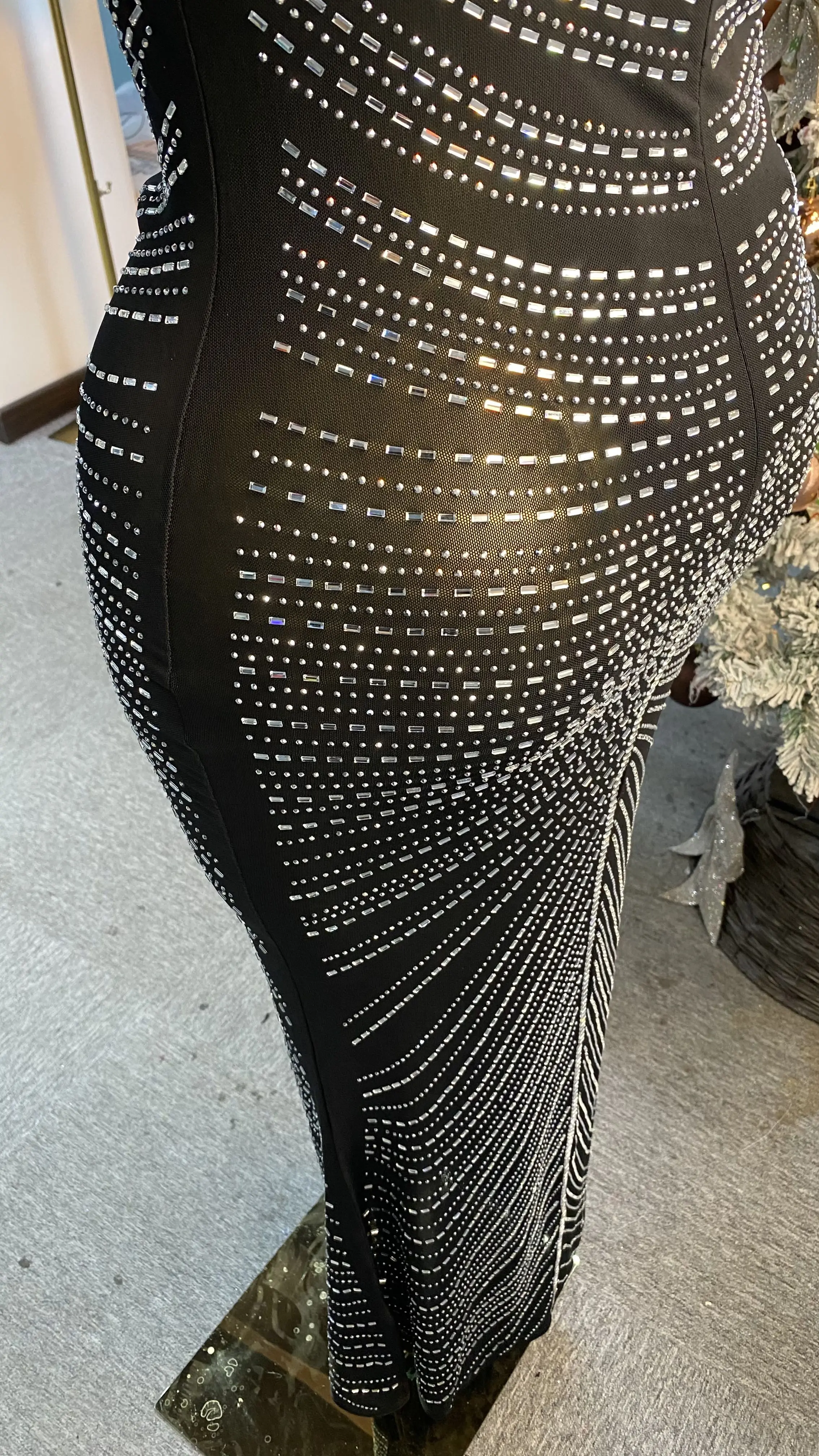 ثوب مسائي راقي من حجر الراين، فستان نسائي مطاطي مزين باللؤلؤ، درز خلفي، ثوب كرة عشاء فاخر-GZXX127