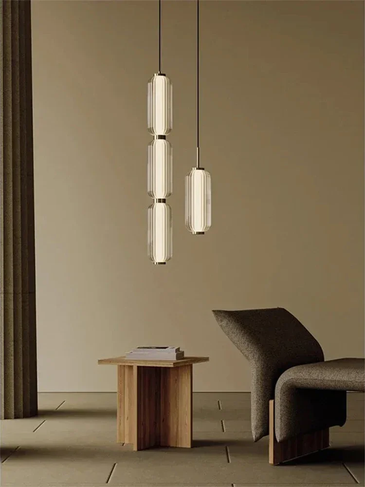 Luxury Dining Living Room Bedroom Bedside Staircase Hanging Lamp Decoration Fixture Minimalist LED Glass American Pendant Light