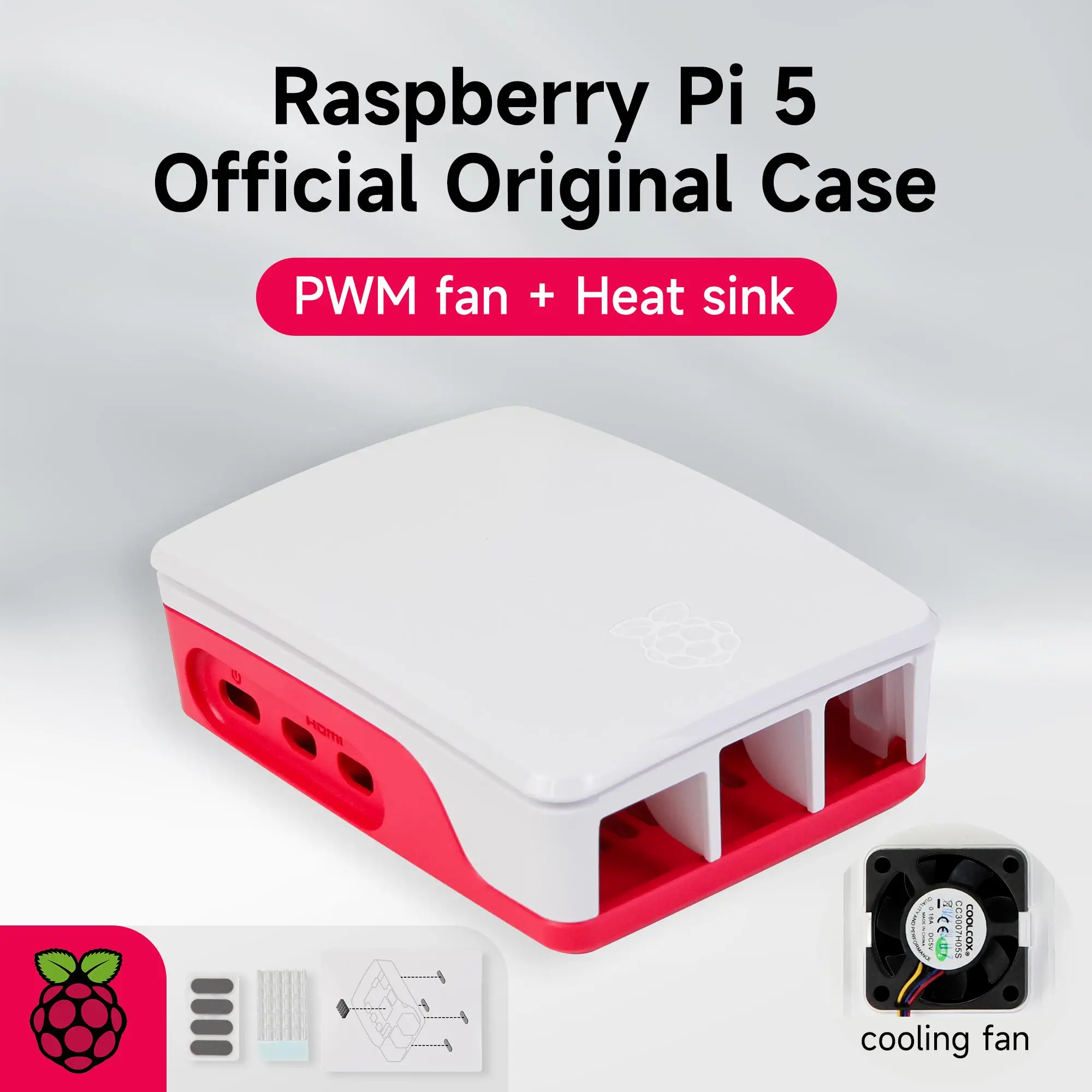 Raspberry Pi 5 Case with PWM Cooling Fan and Heat Sink ABS Material Official Shell for Pi 5 (Not Include Raspberry Pi 5 Board)