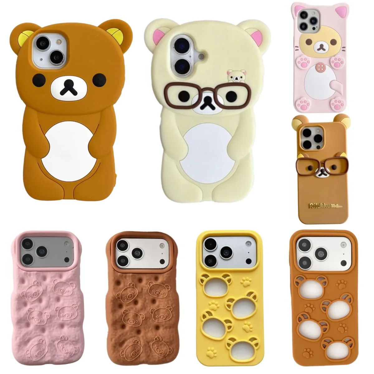 So Cute 3D Cartoon Teddy Bear Phone Case For iPhone 17 16 15 14 13 Pro Max Y2k Kids Gift Hollowed Out Soft Silicone Cover