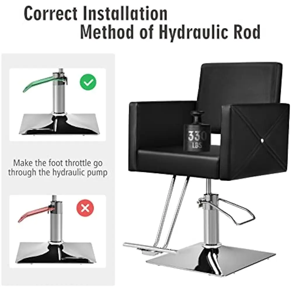 كرسي صالون، كرسي حلاق مع مضخة هيدروليكية شديدة التحمل، ارتفاع قابل للتعديل، 360 درجة °   معدات التجميل سبا دوارة، تحميل 330 رطلاً